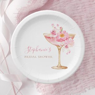 Assiettes En Carton Pétales de rose dorées et Douche de Mariée Florale