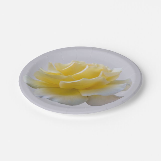 Assiettes En Carton Pétales de rose jaune (Angle)