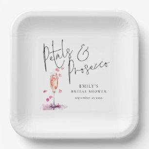 Assiettes En Carton Pétales de script moderne et Fête des mariées de p