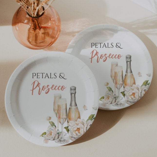 Assiettes En Carton Pétales et Fête des mariées rose pâle du ministère (Créateur téléchargé)