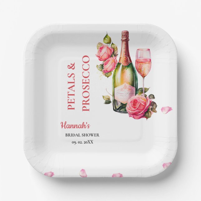 Assiettes En Carton Pétales Et Parquet Fête des mariées (Recto)