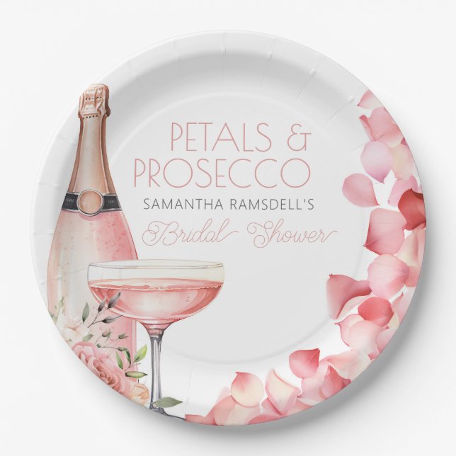 Assiettes En Carton Pétales et parquet Fête des mariées rose (Devant)