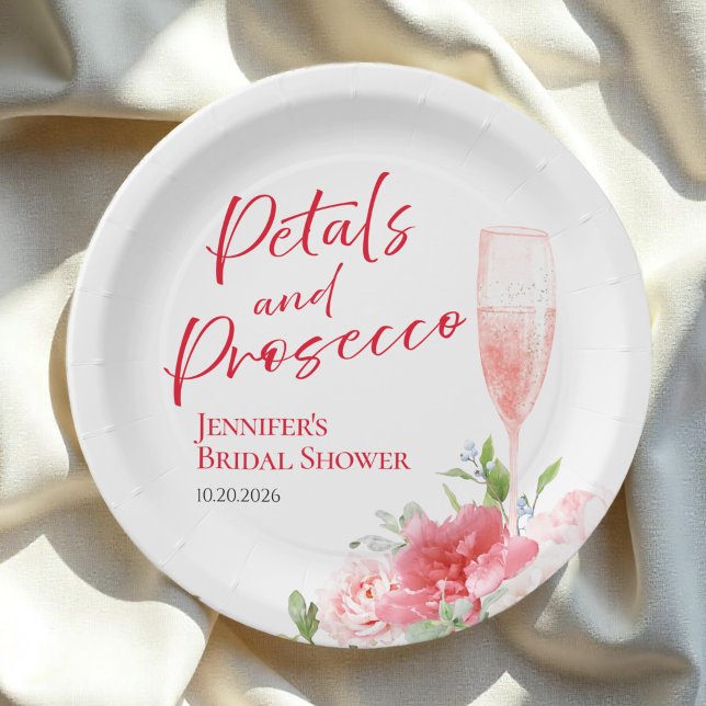Assiettes En Carton Pétales et Prosecco | Déjeuner de mariage champêtr (Créateur téléchargé)