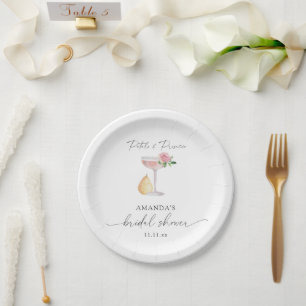 Assiettes En Carton Pétales et Prosecco - douche de mariée