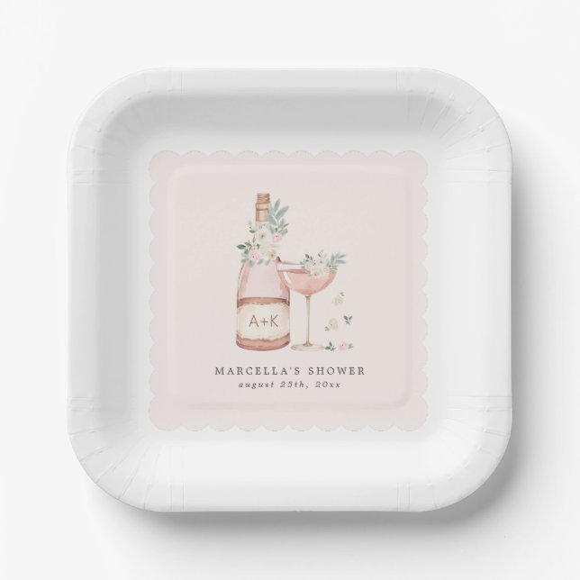 Assiettes En Carton Pétales et Prosecco Enterrement de Vie de Jeune Fi (Recto)