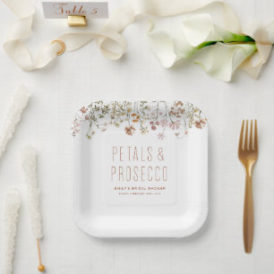 Assiettes En Carton Pétales et Prosecco Réception de Mariage aux Fleur