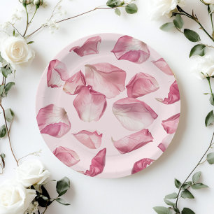 Assiettes En Carton Pétales roses Pétales motifs et Mariage de Prosecc