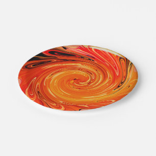 Assiettes En Carton Pétales torsadées, Plaques de papier orange