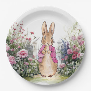 Assiettes En Carton Peter le lapin rose dans son jardin