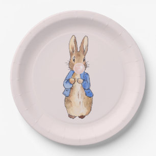 Assiettes En Carton Peter le lapin souffler une bulle rose chewing-gum