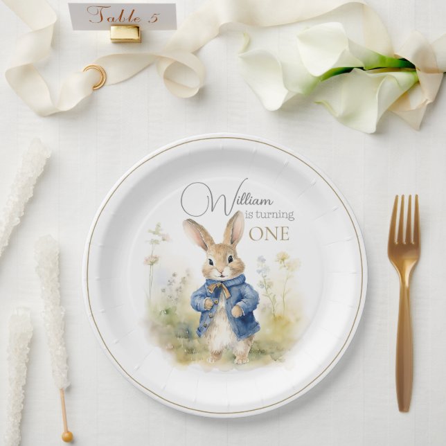 Assiettes En Carton Peter Le Rabbit Aquarelle Anniversaire (Mariage)