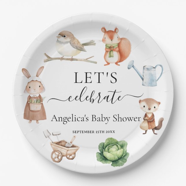 Assiettes En Carton Peter Rabbit Animaux Jardin Outils Baby shower (Devant)