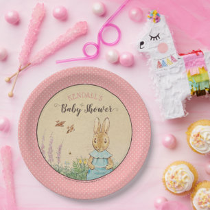 Assiettes En Carton Peter Rabbit   Baby shower fille