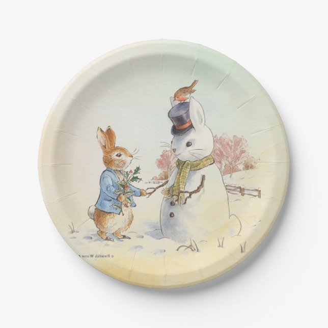 Assiettes En Carton Peter Rabbit (bonhomme de neige) (Devant)
