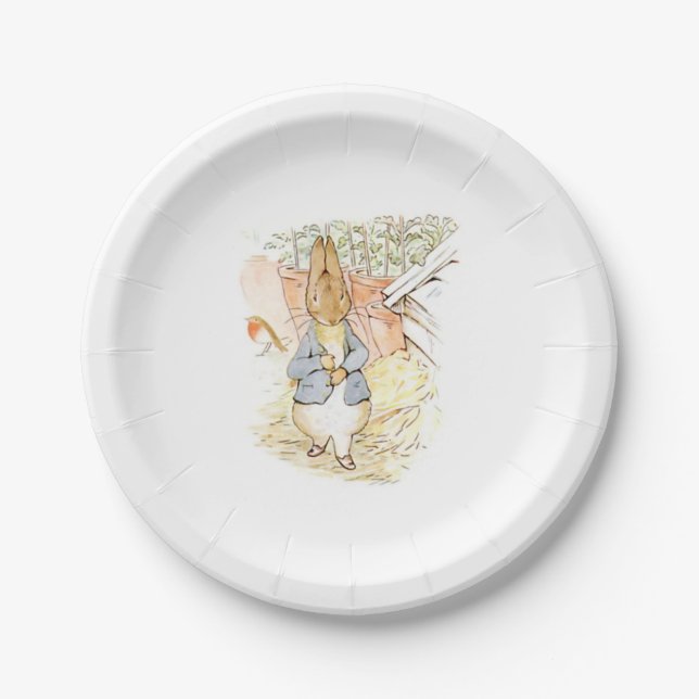 Assiettes En Carton Peter Rabbit dans le jardin (par Beatrix Potter) (Devant)