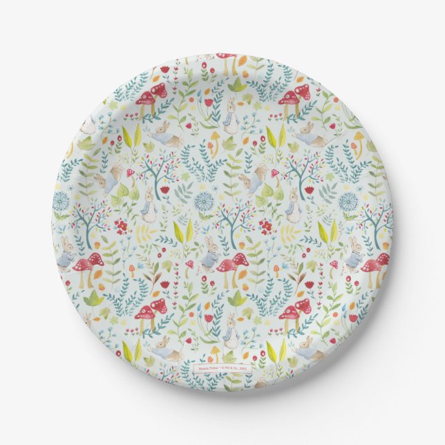 Assiettes En Carton Peter Rabbit | Motif d'aquarelle enchantée (Devant)