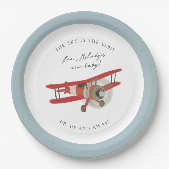 Assiettes En Carton Petit Baby shower Aviator (Devant)