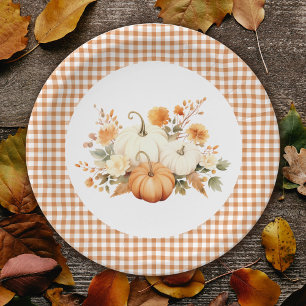 Assiettes En Carton Petit Baby shower botanique fleuri Citrouille