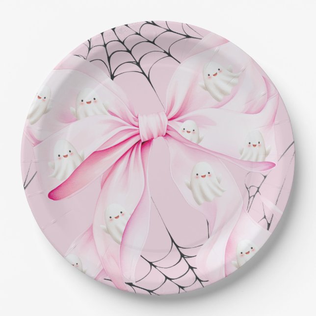 Assiettes En Carton Petit Baby shower Bow PINK (Devant)