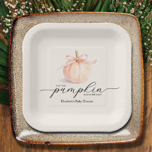 Assiettes En Carton Petit Baby shower Citrouille de Bow rose
