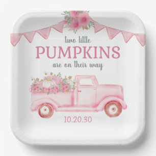 Assiettes En Carton Petit Baby shower Citrouille Twin Girl