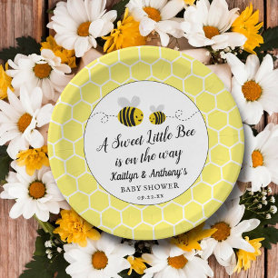 Assiettes En Carton Petit Baby shower d'abeilles au miel doux