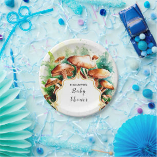 Assiettes En Carton Petit Baby shower de champignons enchanté