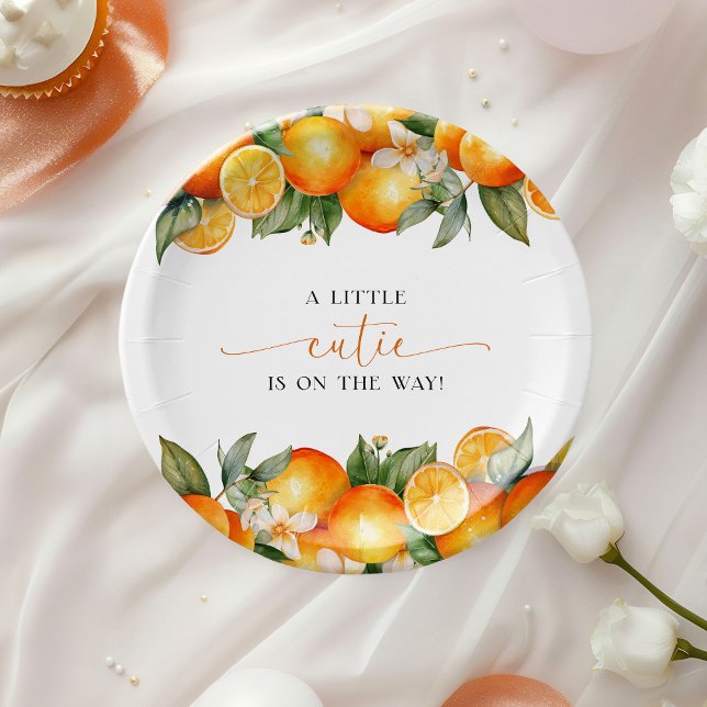 Assiettes En Carton Petit Baby shower de Citrus orange Cutie (Créateur téléchargé)