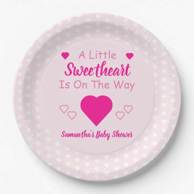 Assiettes En Carton Petit Baby shower de coeur (Devant)