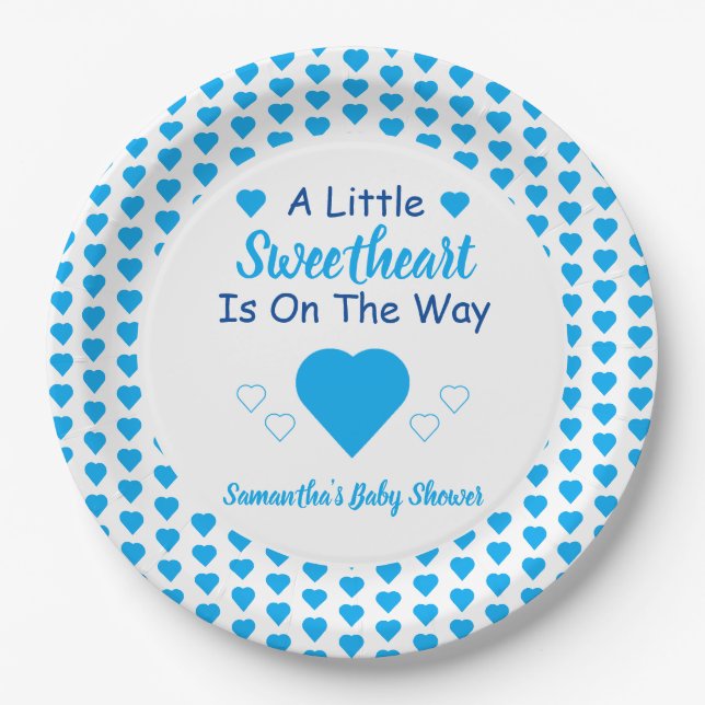 Assiettes En Carton Petit Baby shower de coeur (Devant)