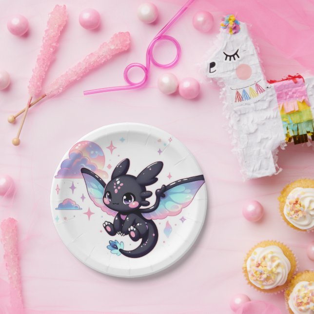 Assiettes En Carton Petit Baby shower de dragon doux (Fête)