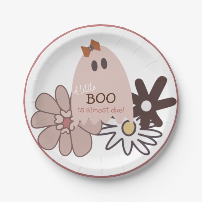 Assiettes En Carton Petit Baby shower de fille Boo (Devant)