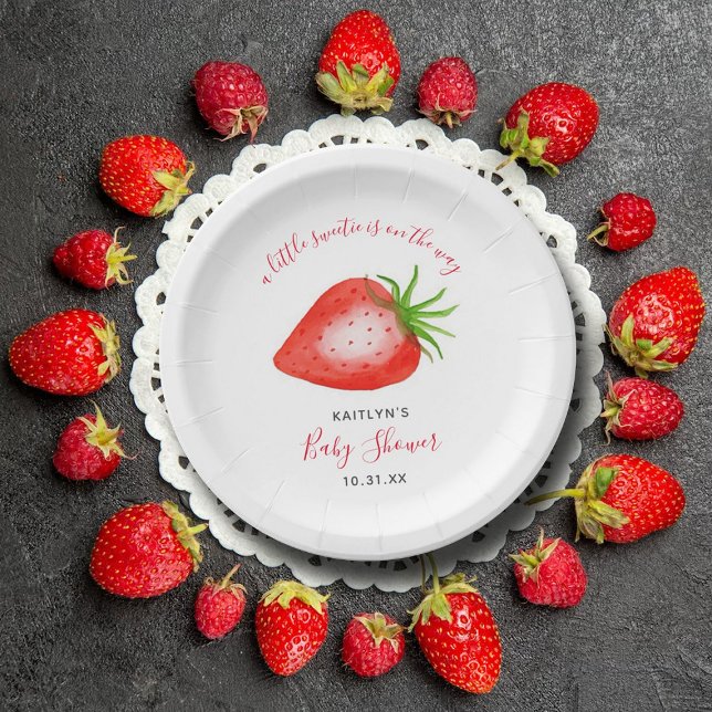 Assiettes En Carton Petit Baby shower de fraises doux (Créateur téléchargé)