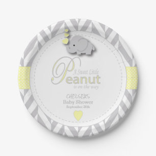 Assiettes En Carton Petit Baby shower d'éléphant d'arachide doux