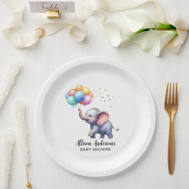 Assiettes En Carton Petit baby shower d'éléphant de bébé cacahuète (Mariage)