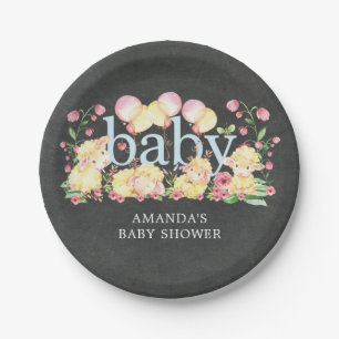 Assiettes En Carton Petit baby shower doux 7" d'agneau plat