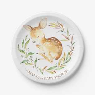 Assiettes En Carton Petit baby shower doux 7" de cerfs communs plat