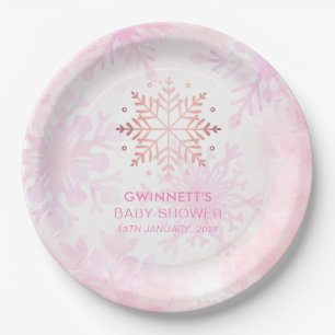 Assiettes En Carton Petit Baby shower Fille de Feu de Neige Rose