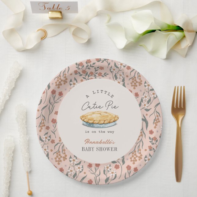 Assiettes En Carton Petit Baby shower Floral Rose Pie Cutie (Mariage)