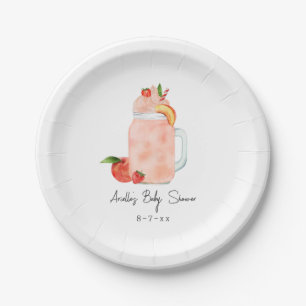 Assiettes En Carton Petit Baby shower Fruit Smoothie Fille Peach