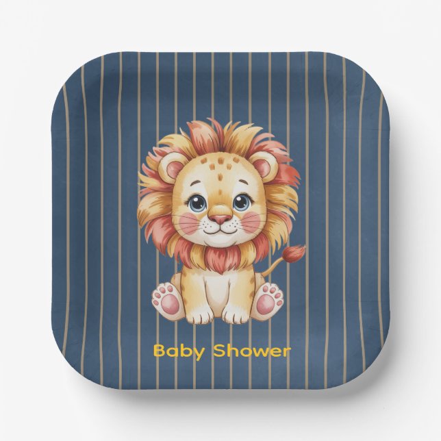 Assiettes En Carton Petit Baby shower Lion Boy (Recto)