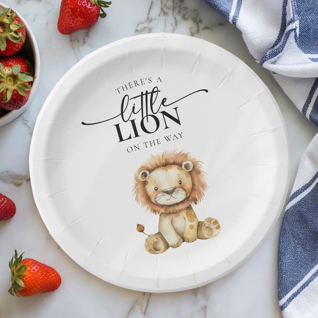 Assiettes En Carton Petit Baby shower Lion mignon (Créateur téléchargé)