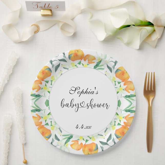 Assiettes En Carton Petit baby shower orange (Mariage)