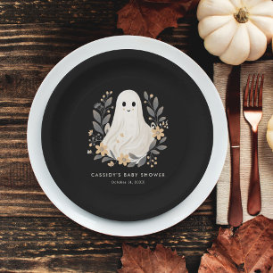 Assiettes En Carton Petit Boho Ghost Baby shower d'Halloween