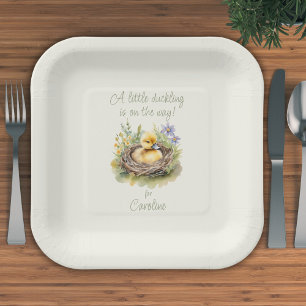Assiettes En Carton Petit Canard Sur Le Chemin Baby shower Canard