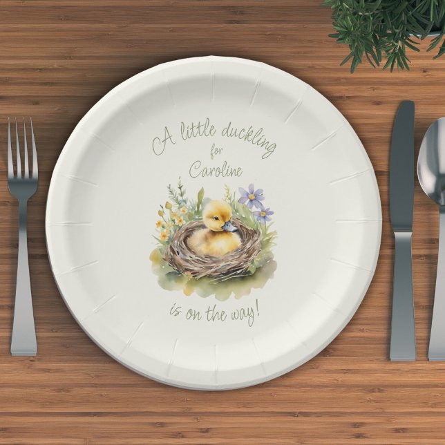 Assiettes En Carton Petit Canard Sur Le Chemin Baby shower Canard (Créateur téléchargé)