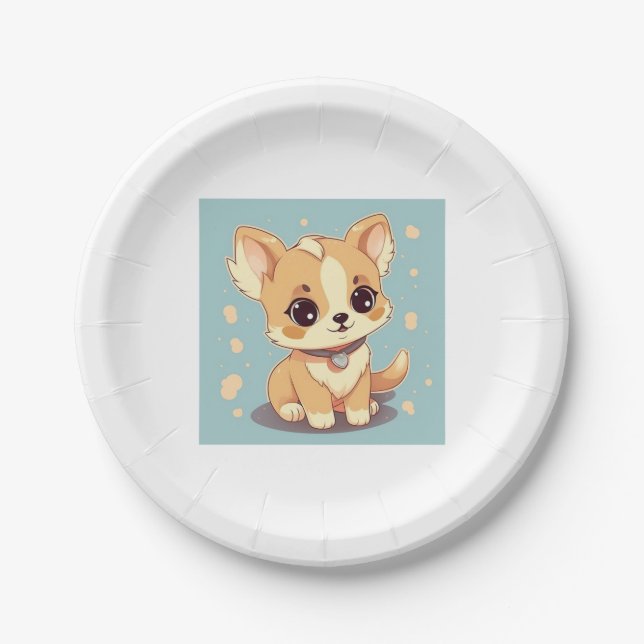 Assiettes En Carton Petit Chiot adorable - Douceur en design (Devant)