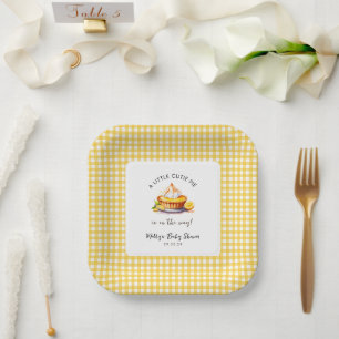 Assiettes En Carton Petit citron à tarte En vichy Baby shower