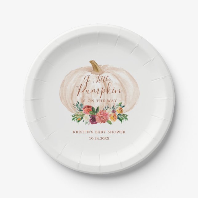 Assiettes En Carton Petit Citrouille En Route Baby shower (Devant)