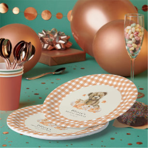 Assiettes En Carton Petit Citrouille mignon Automne Teddy Baby shower